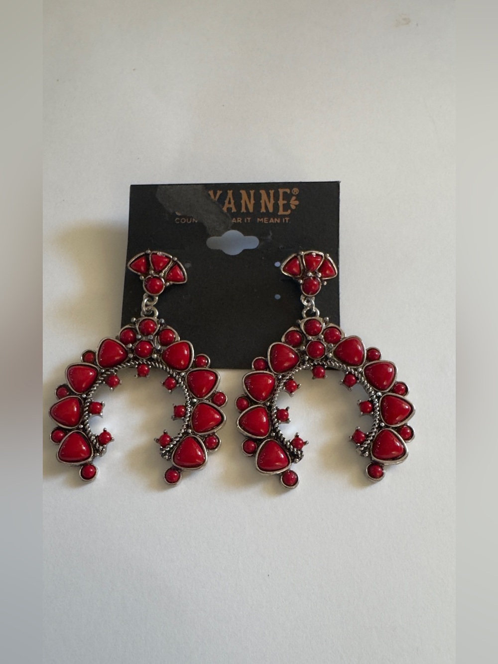 5cm. Shyanne Bold Red Fan Cluster Dangle Earrings